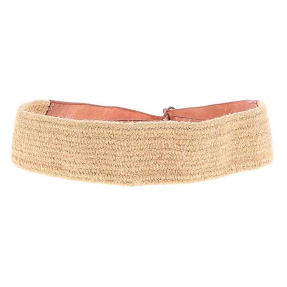 Levi's Woven Straw Style Elastic Stretch Belt Brown Leather Toggle Wide Boho